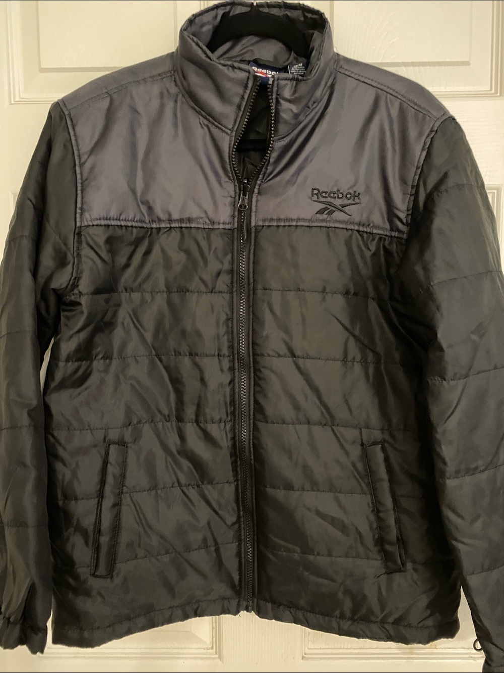 Reebok Black and Charcoal Quilted Puffer Jacket XL 18/20